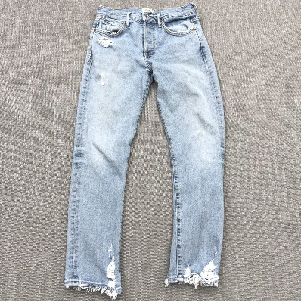Citizens of Humanity Emerson Womens 24 Slim Boyfriend Jeans Distressed Raw Hem